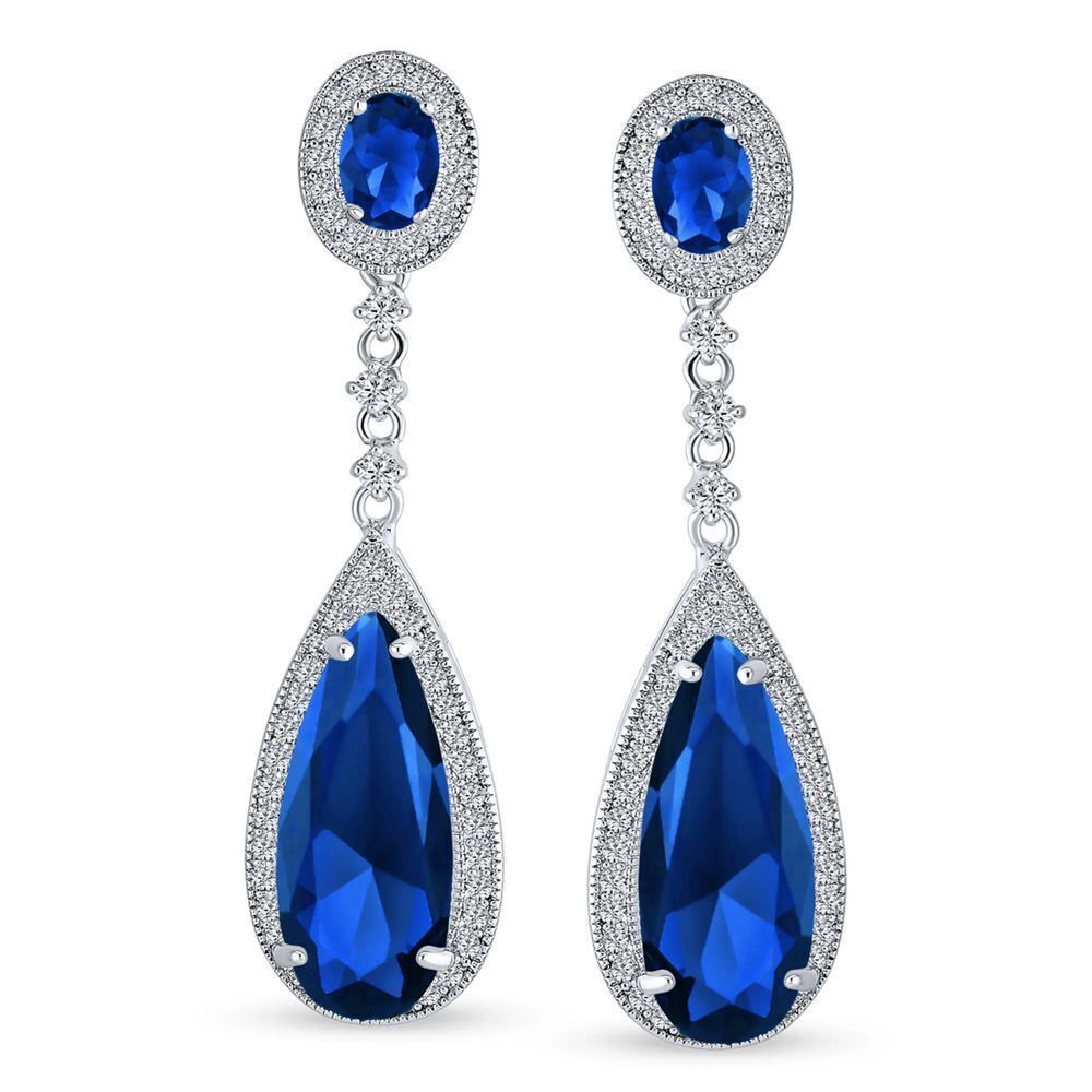 Bling Jewelry Bridal Long Teardrop CZ Dangle Earrings
